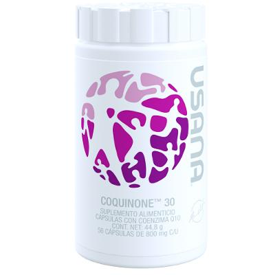 Frasco de CoQuinone 30 de USANA, el suplemento que impulsa tu energía celular y salud cardiovascular.