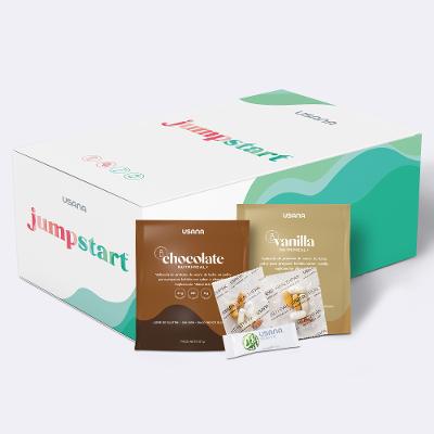 Kit Arranque USANA con batidos Nutrimeal+, USANA Probiotic, TotalPak y herramientas para adoptar hábitos saludables.
