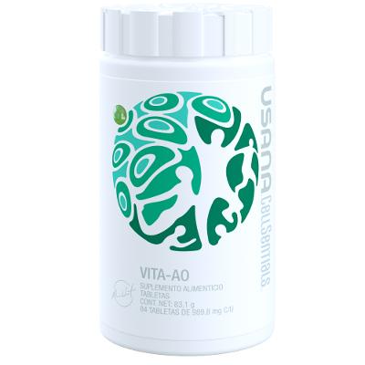 Botella de Vita-AO de USANA, el complemento multivitamínico esencial para tu dieta.
